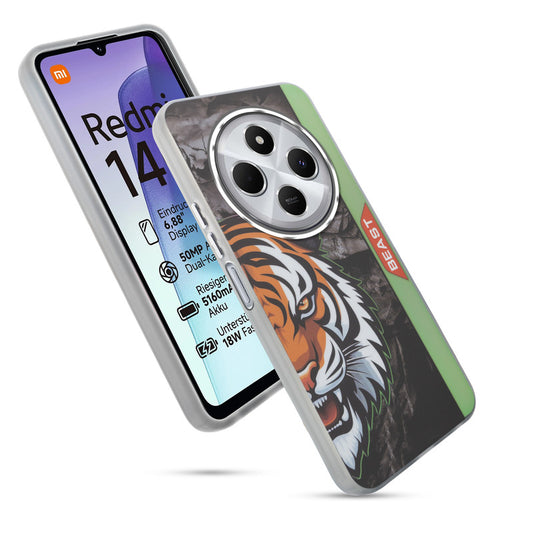 Beast Mode Animal Printed Back Case For Redmi 14C 5G With Hard Back & Glow Effect
