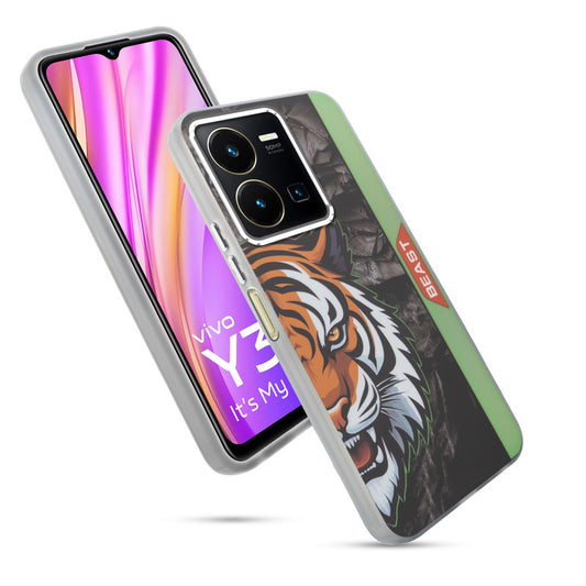 Beast Mode Animal Printed Back Case For Vivo Y35 With Hard Back & Glow Effect
