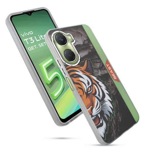 Beast Mode Animal Printed Back Case For Vivo T3 Lite 5G With Hard Back & Glow Effect