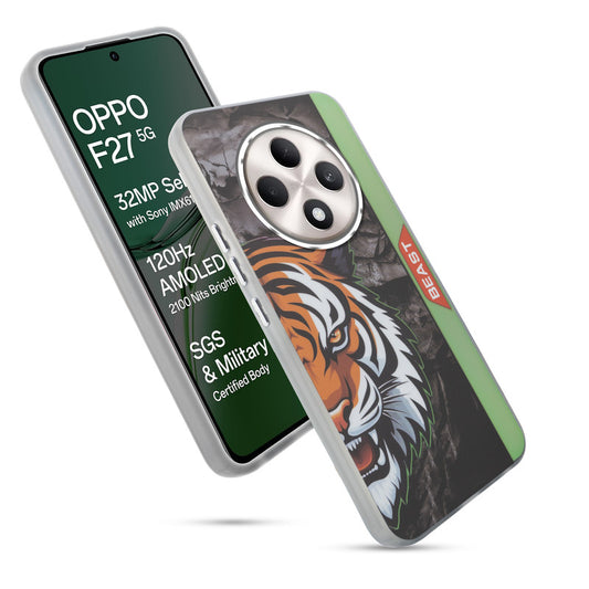 Beast Mode Animal Printed Back Case For Oppo F27 5G With Hard Back & Glow Effect