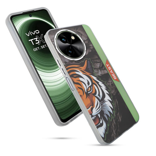 Beast Mode Animal Printed Back Case For Vivo T3x 5G With Hard Back & Glow Effect