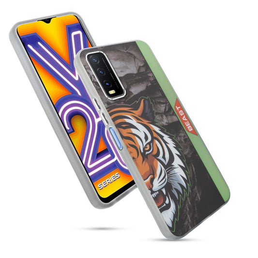 Beast Mode Animal Printed Back Case For Vivo Y20 With Hard Back & Glow Effect