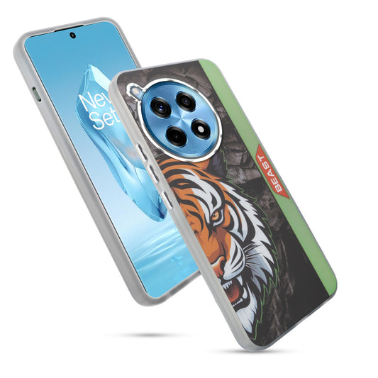 Beast Mode Animal Printed Back Case For OnePlus 12R 5G With Hard Back & Glow Effect