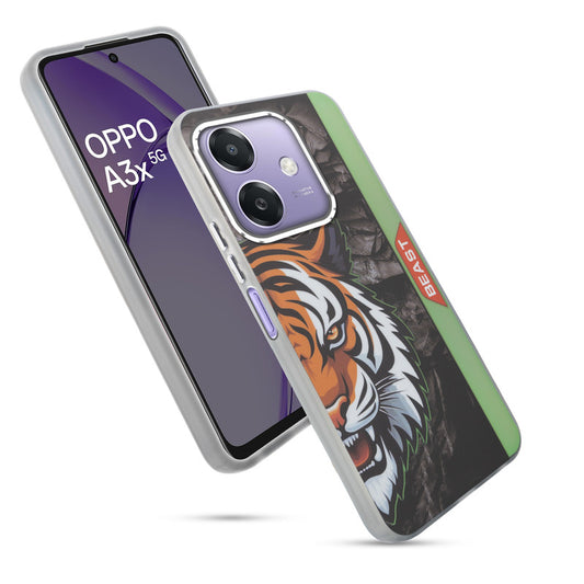 Beast Mode Animal Printed Back Case For Oppo A3x 5G With Hard Back & Glow Effect