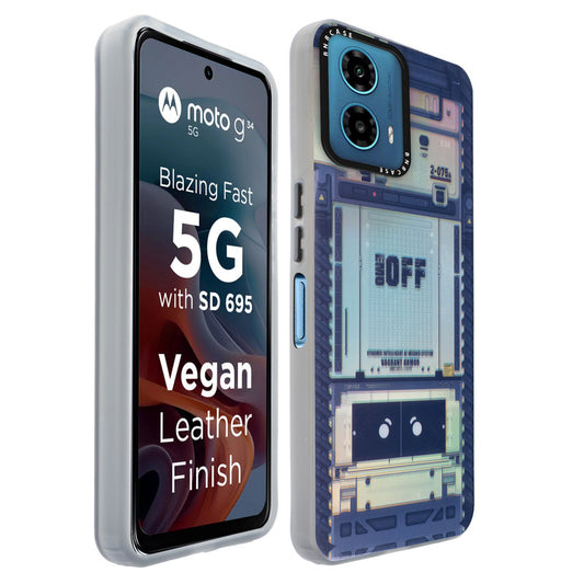 Colorful Reflective Circuit Prints Hard Back Protector Case For Motorola G34 5G