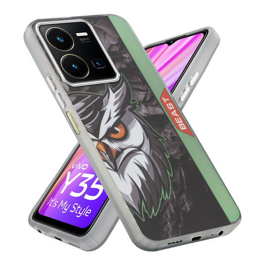 Beast Mode Animal Printed Back Case For Vivo Y35 With Hard Back & Glow Effect
