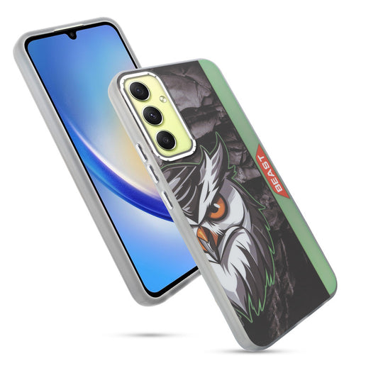 Beast Mode Animal Printed Back Case For Samsung A34 5G With Hard Back & Glow Effect