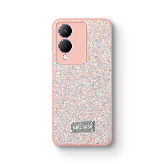 Sparkling Glitter Sequin Case with Camera Shield Back Cover For Vivo Y17s