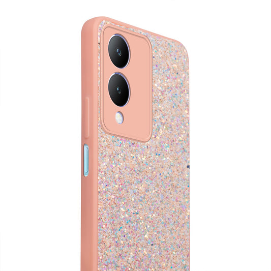 Sparkling Glitter Sequin Case with Camera Shield Back Cover For Vivo Y17s