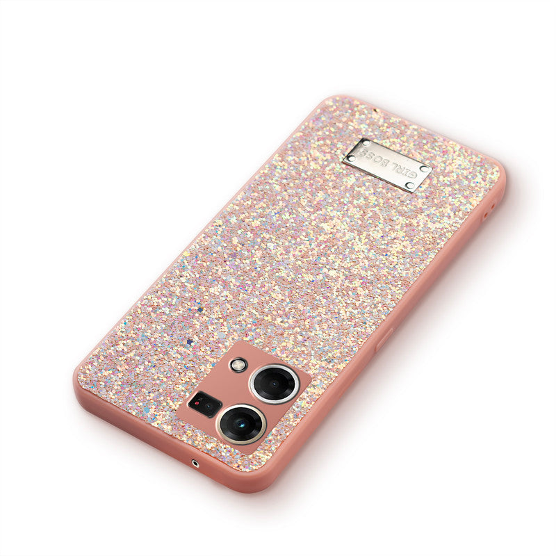 Sparkling Glitter Sequin Case with Camera Shield Back Cover For Oppo F21s Pro 4G