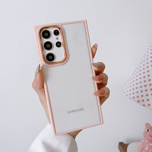 Silicone Frame Hard Transparent Back Phone Cover for Samsung S22 Ultra 5G