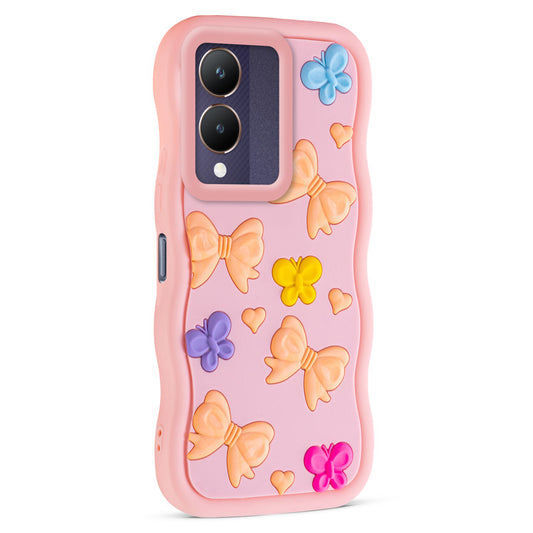 3D Soft Silicone Wave Edges Mobile Back Case For Vivo Y28 5G