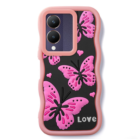 3D Soft Silicone Wave Edges Mobile Back Case For Vivo Y28 5G