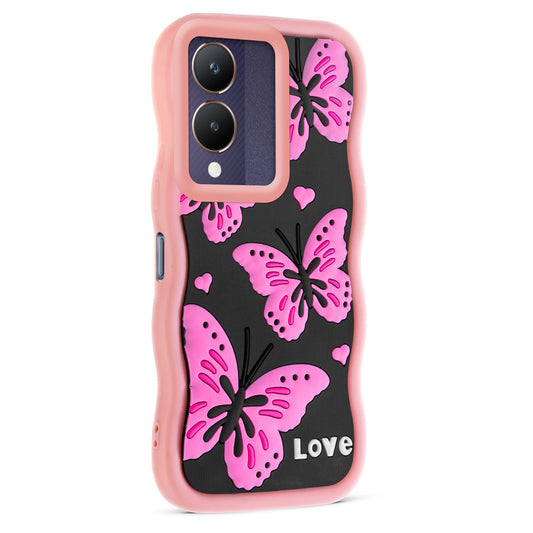 3D Soft Silicone Wave Edges Mobile Back Case For Vivo Y28 5G