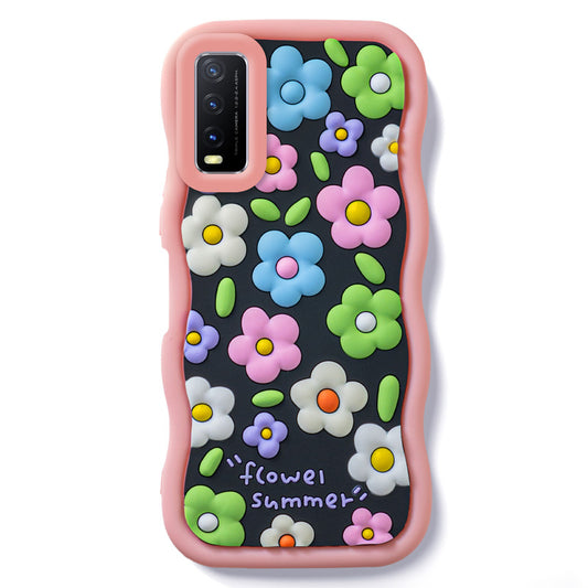 3D Soft Silicone Wave Edges Mobile Back Case For Vivo Y20