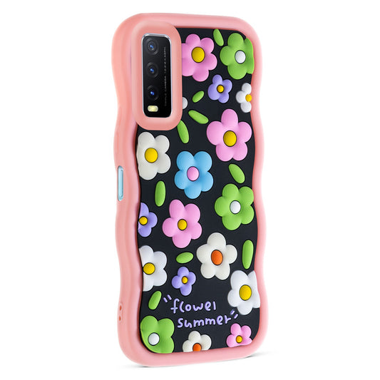 3D Soft Silicone Wave Edges Mobile Back Case For Vivo Y20