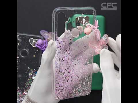 Transparent Glitter Butterfly Latkan Back Cover For Oppo A3s