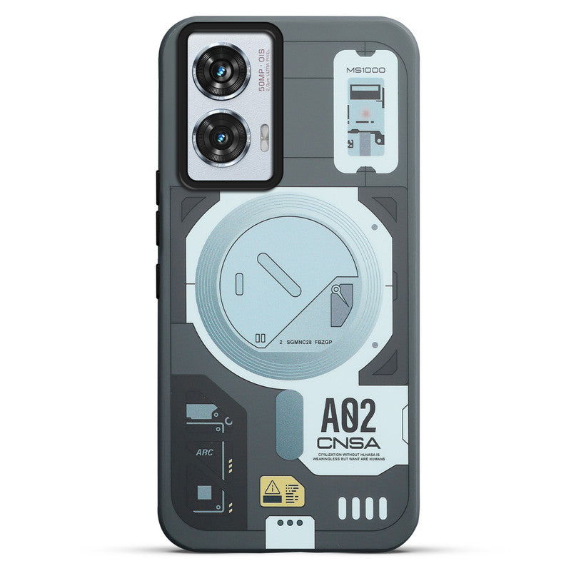 Mechanical Circuit Print Hard Back Cover For Motorola Edge 50 Fusion