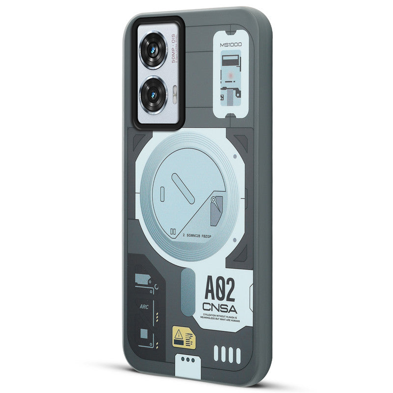 Mechanical Circuit Print Hard Back Cover For Motorola Edge 50 Fusion