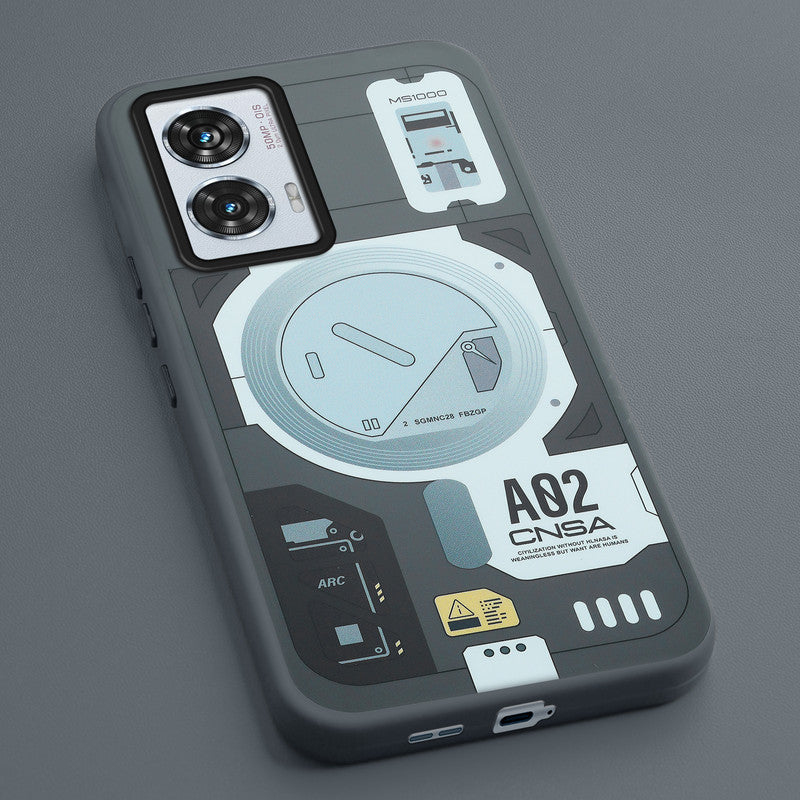 Mechanical Circuit Print Hard Back Cover For Motorola Edge 50 Fusion