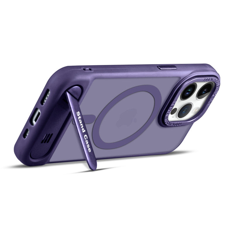 Semi-Transparent Hard Back & Wireless Charging Support Compatible With Kickstand Back Case For Apple iPhone 14 Pro Max