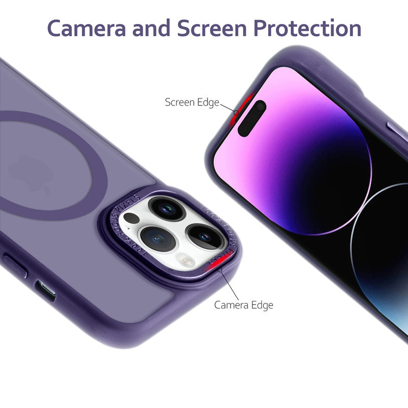 Semi-Transparent Hard Back & Wireless Charging Support Compatible With Kickstand Back Case For Apple iPhone 14 Pro Max