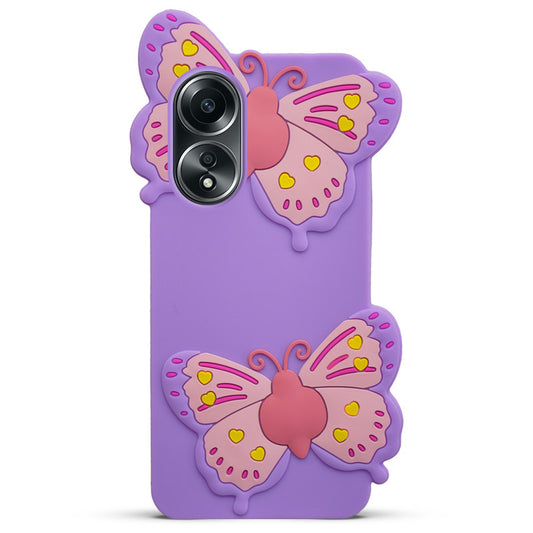 3D Vibrant Butterfly Silicone Phone Case For Oppo A58 4G