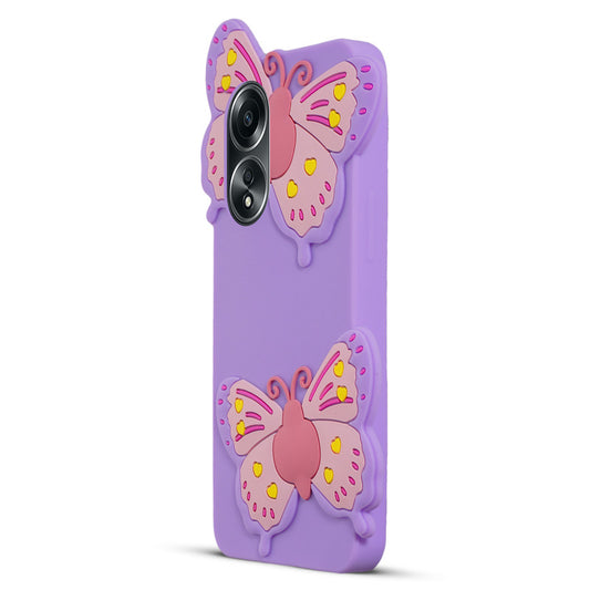 3D Vibrant Butterfly Silicone Phone Case For Oppo A58 4G