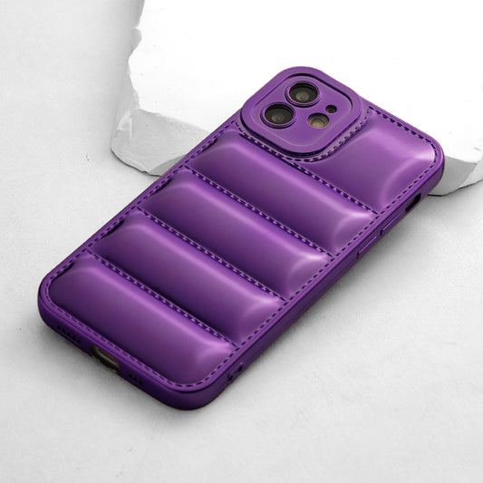 Soft Silicone 3D Puffer Pattern Back Cover for Apple iPhone 12, Shiny Shockproof Protective Case