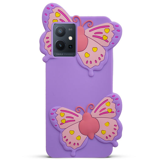 3D Vibrant Butterfly Silicone Phone Case For Vivo T1 5G