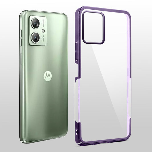 Crystal Clear Premium Case with Shiny Colorful Edges and Precise Cutouts for Motorola Moto G64