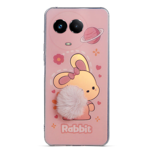 Printed matte back with fur detailing Back cover For Realme 11X 5G