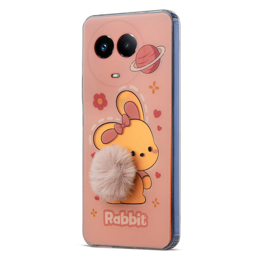 Printed matte back with fur detailing Back cover For Realme 11X 5G