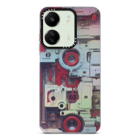 Colorful Reflective Circuit Prints Hard Back Protector Case For Redmi 13C 4G
