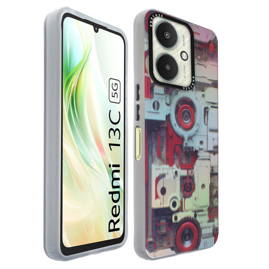 Colorful Reflective Circuit Prints Hard Back Protector Case For Redmi 13C 5G