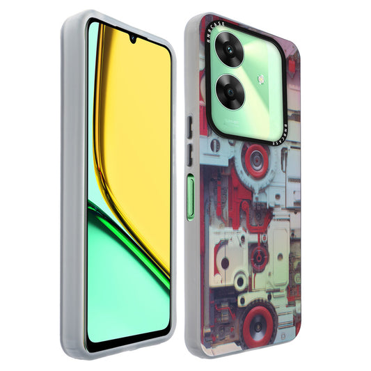 Colorful Reflective Circuit Prints Hard Back Protector Case For Realme C61
