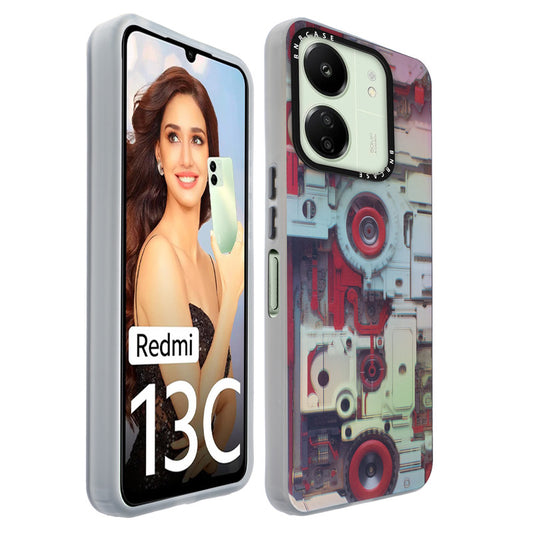 Colorful Reflective Circuit Prints Hard Back Protector Case For Redmi 13C 4G