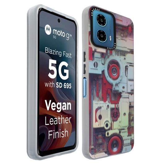 Colorful Reflective Circuit Prints Hard Back Protector Case For Motorola G34 5G