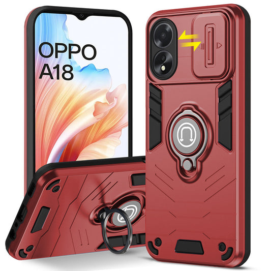 Ultra Rugged Armor Case with Rotating Ring Holder & Shutter Camera Protection Back Case For Oppo A18