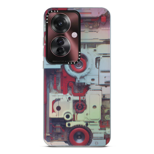 Colorful Reflective Circuit Prints Hard Back Protector Case For Oppo F25 Pro 5G