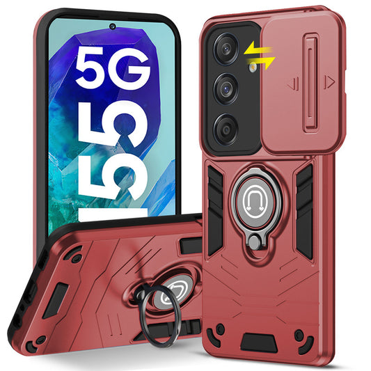 Ultra Rugged Armor Case with Rotating Ring Holder & Shutter Camera Protection Back Case For Samsung M55 5G