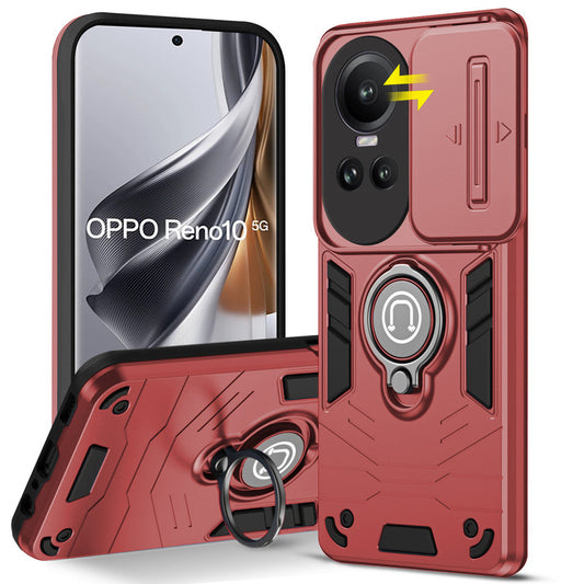 Ultra Rugged Armor Case with Rotating Ring Holder & Shutter Camera Protection Back Case For Oppo Reno 10 5G