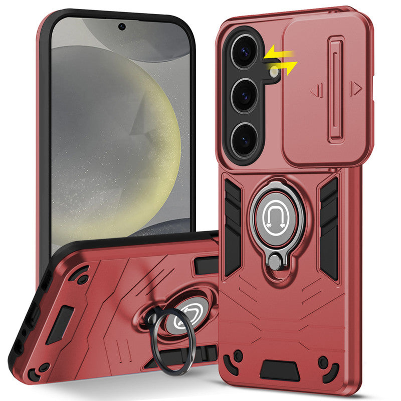 Ultra Rugged Armor Case with Rotating Ring Holder & Shutter Camera Protection Back Case For Samsung S24 5G