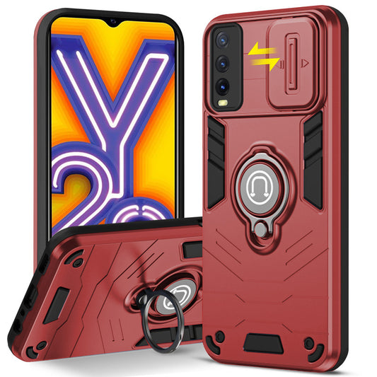 Ultra Rugged Armor Case with Rotating Ring Holder & Shutter Camera Protection Back Case For Vivo Y20