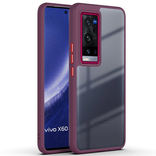 Silicone Frame Hard Transparent Back Phone Case Cover for Vivo X60 Pro