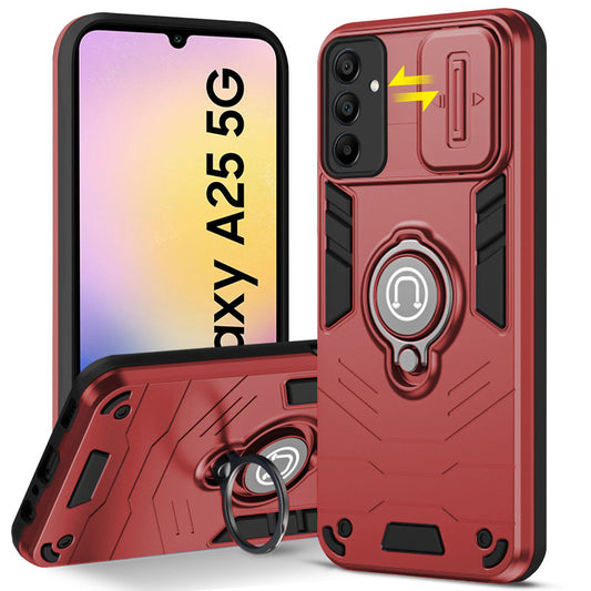 Ultra Rugged Armor Case with Rotating Ring Holder & Shutter Camera Protection Back Case For Samsung A25 5G