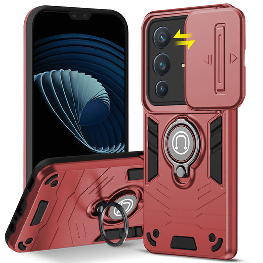 Ultra Rugged Armor Case with Rotating Ring Holder & Shutter Camera Protection Back Case For Vivo V23 5G