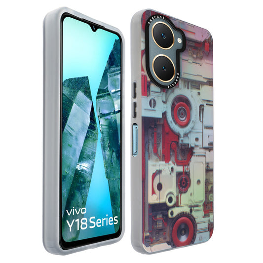 Colorful Reflective Circuit Prints Hard Back Protector Case For Vivo Y18