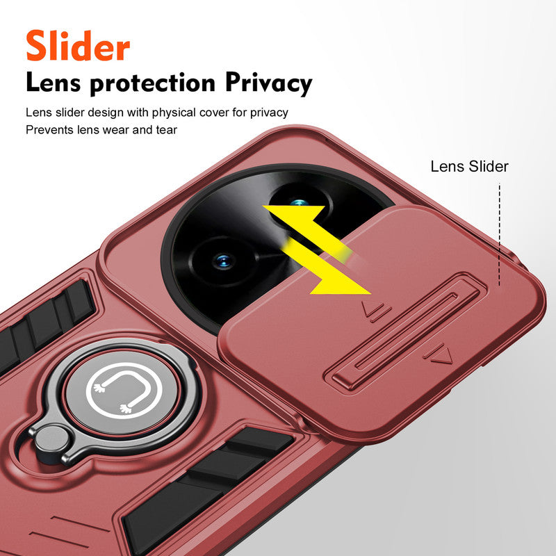 Ultra Rugged Case with Rotating Ring Holder Back Case For Vivo T3x 5G