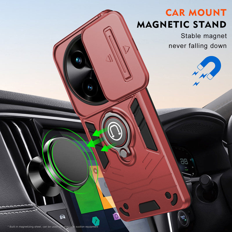 Ultra Rugged Case with Rotating Ring Holder Back Case For Vivo T3x 5G